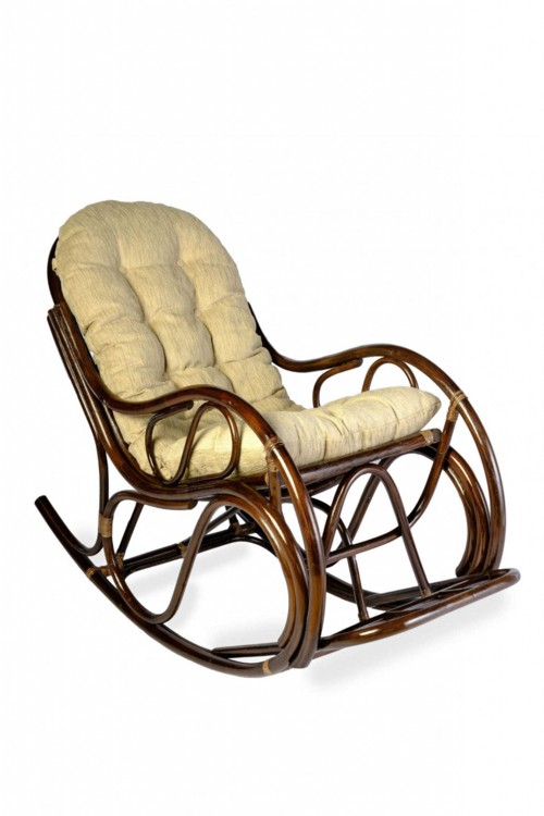 Кресло - качалка 05/04 с толстой или тонкой подушкой натуральный ротанг